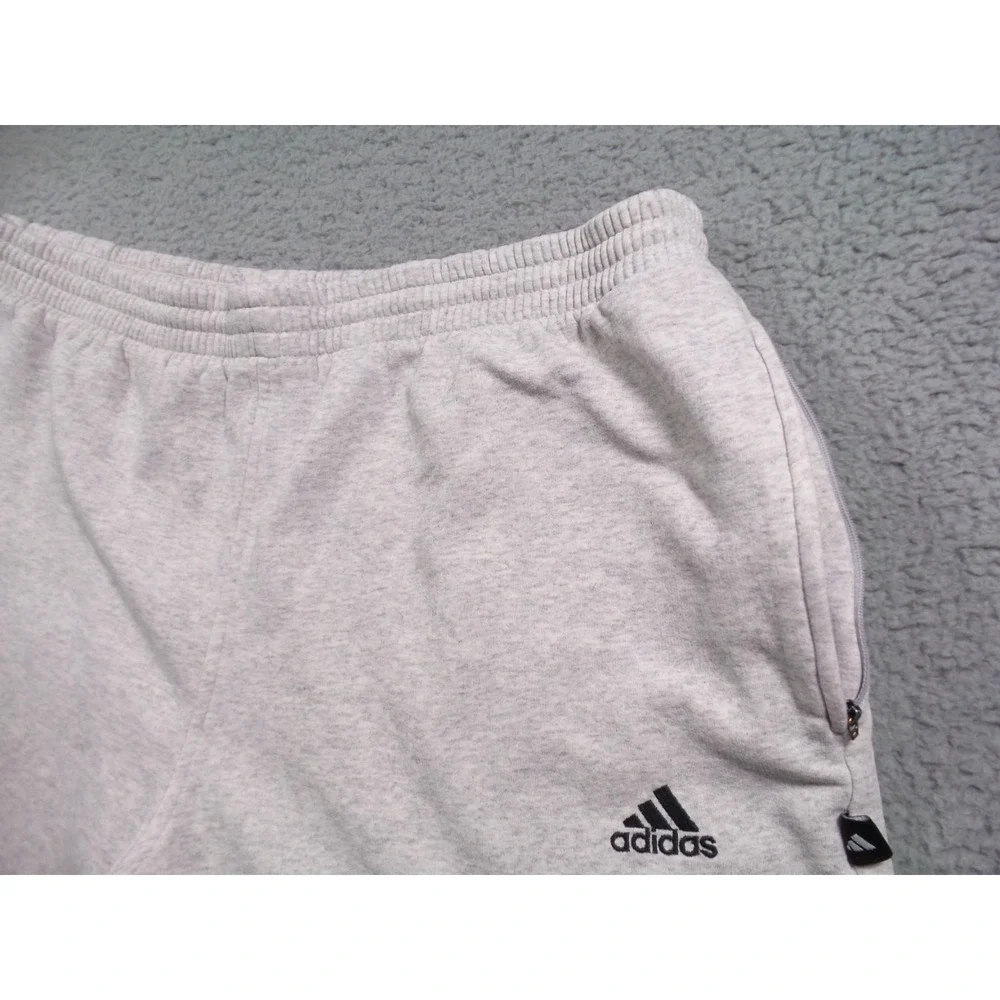 Vintage Adidas Sweat Shorts Mens Size‎ XL Gray Cut Off Zipped Pockets Drawstring